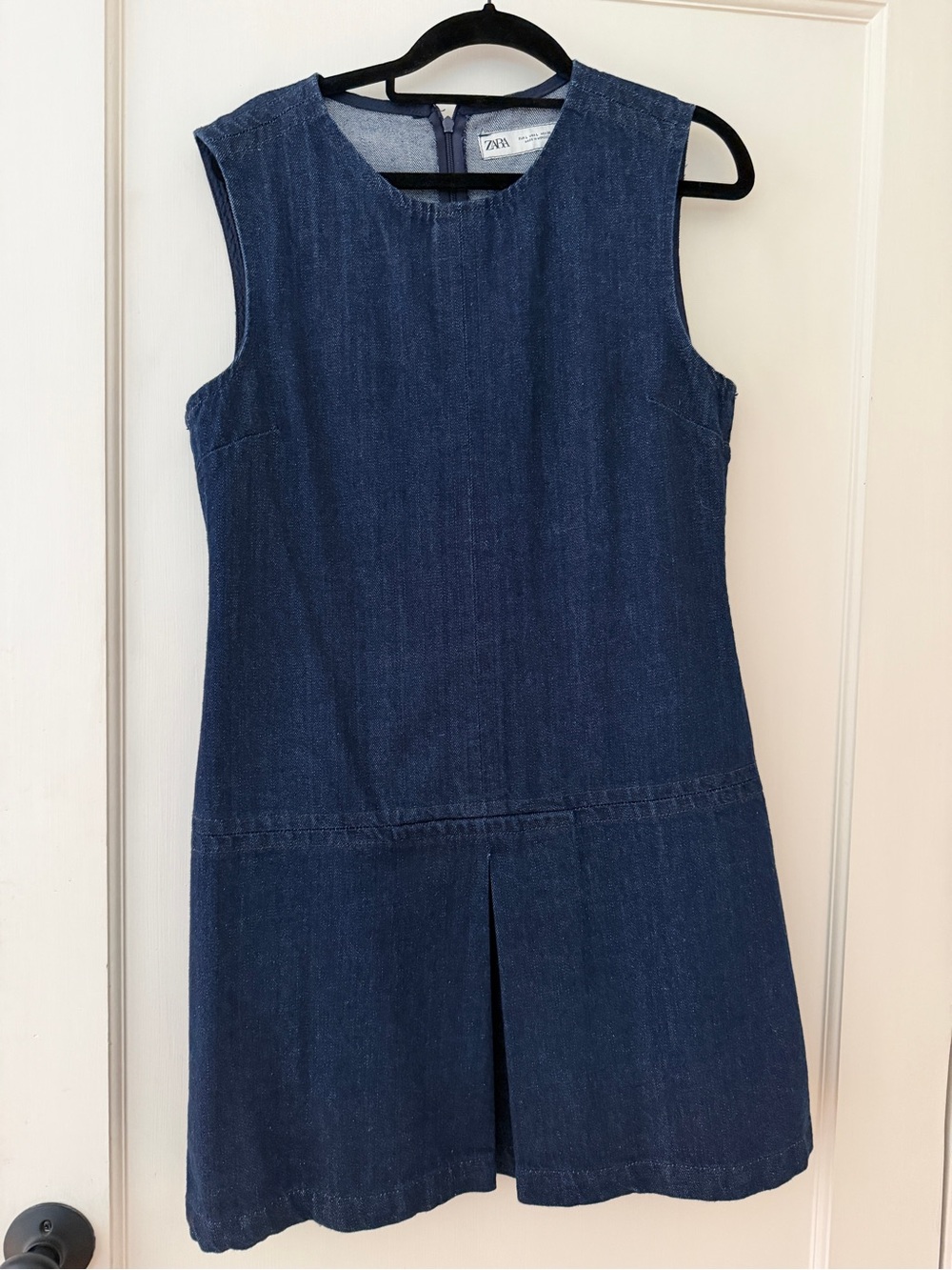 Zara Sparkle Denim Shift Dress in Navy Blue